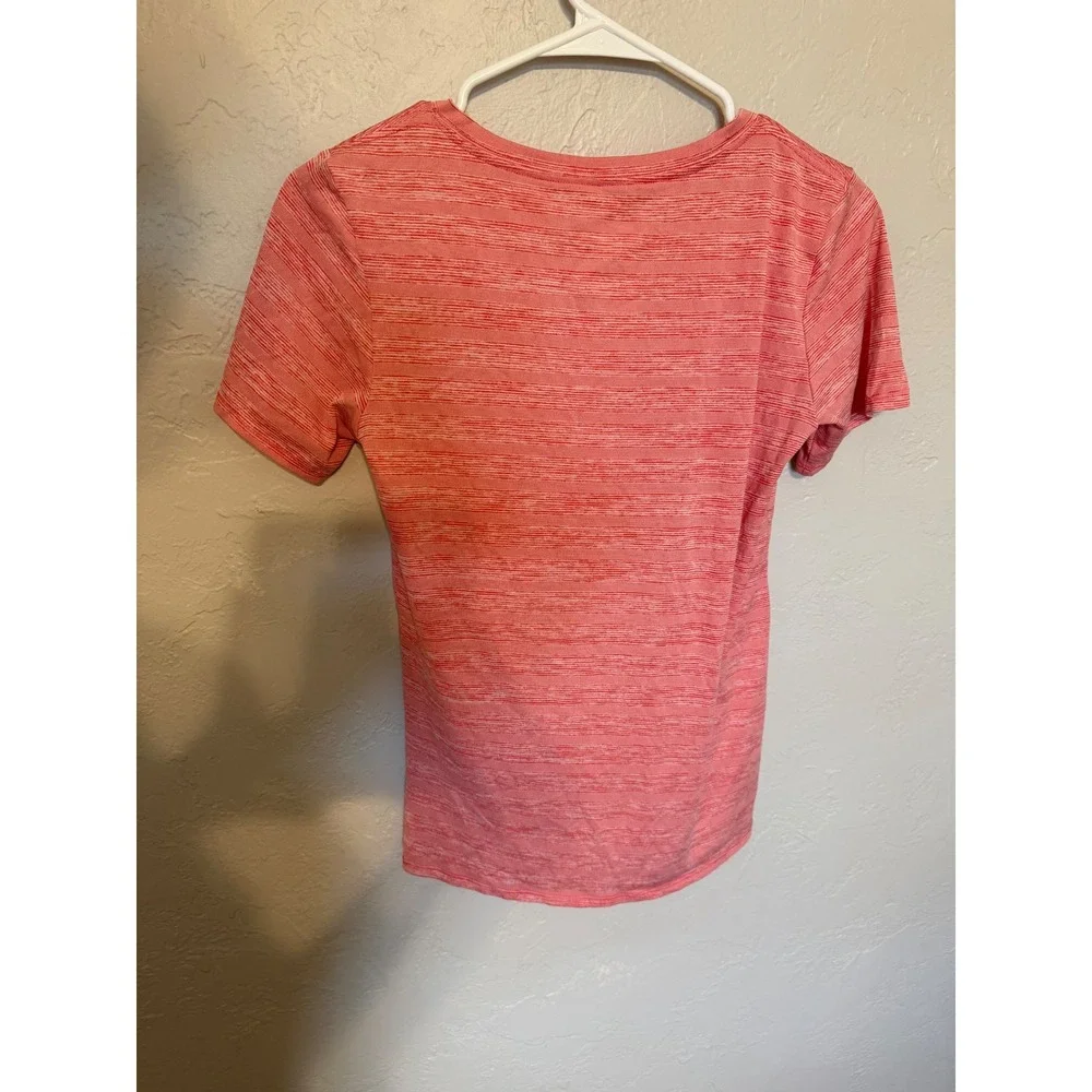 Nike Dri-FIT V-Neck Athletic Tee Pink Space Dye Short Sleeve Shirt Small